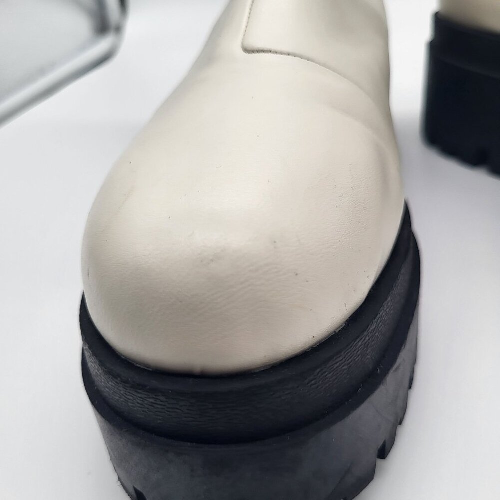 H&M DIVIDED Platform Boots Chunky Lug Sole Pull On Womens 9.5 Y2k Cream Black - Picture 5 of 15